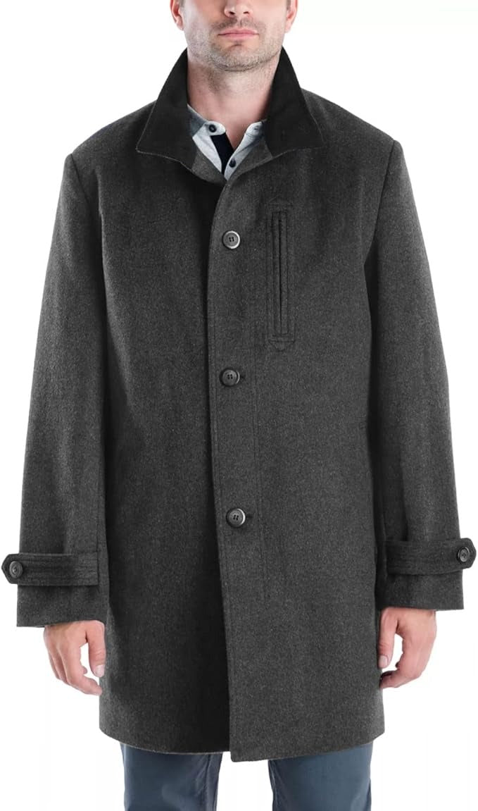 London Fog Men's Clark Classic-Fit Overcoat Coat 42L Charcoal Grey