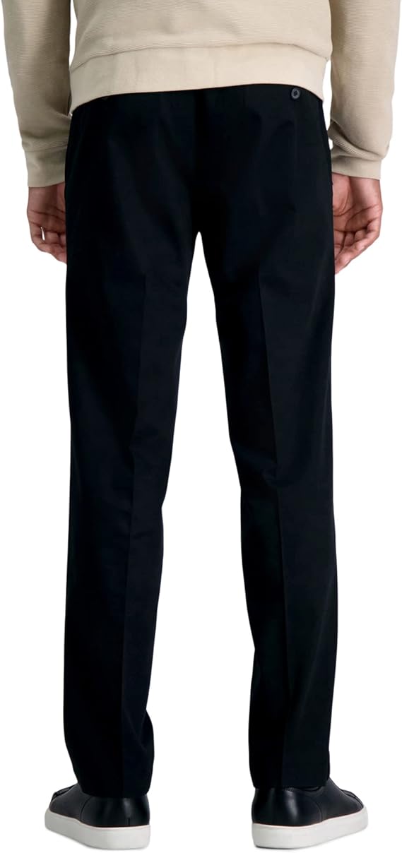 Haggar Mens Straight fit Cotton Dress Pants 38 / 30 Black Solid