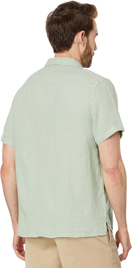 Lucky Brand Mens Classic fit Short Sleeve Button-Up Shirt Medium Green Solid