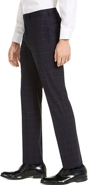 Calvin Klein Men's Skinny Fit Patterned Dress Pants Black Windowpane 36 X 32