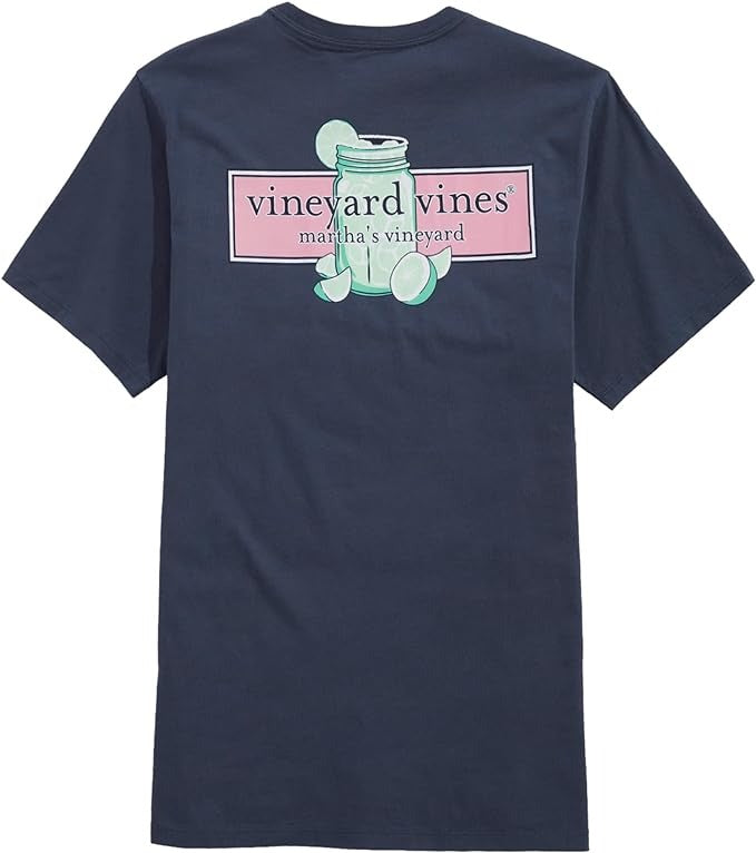 Vineyard Vines Men's Margarita Logo Box Pocket T Shirt Large Navy Blue