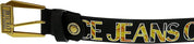 VERSACE JEANS COUTURE Black/Gold Buckle Lettering Leather Belt Size 90 34 - 35