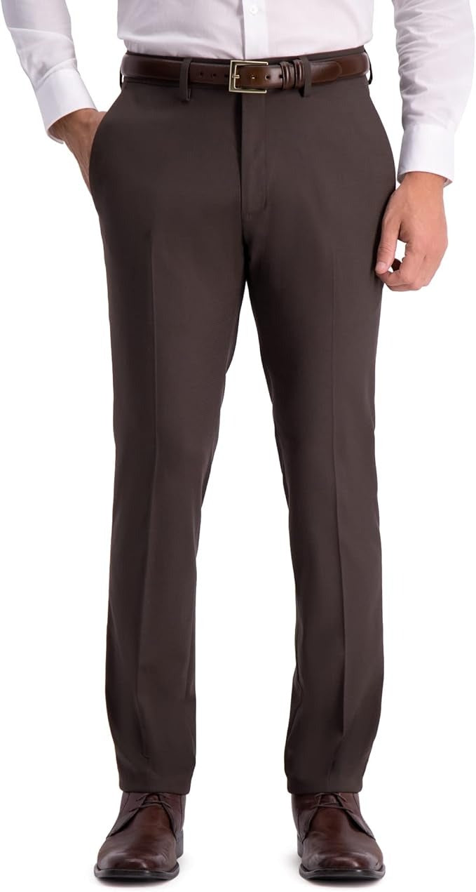 Kenneth Cole Mens Slim fit Dress Pants 36 / 32 Brown Check Stretch