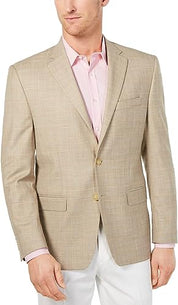 Lauren Ralph Lauren Mens Lexington Plaid Blazer Sportcoat Tan/Blue 42R