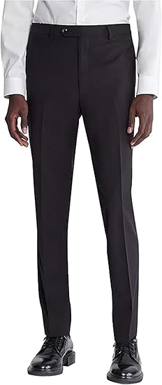 Calvin Klein Mens Skinny fit Dress Pants 34 / 29 Black Solid Stretch