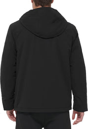 DKNY Men's Flex Tech Hooded Rain Slicker Coat Jacket Black XL