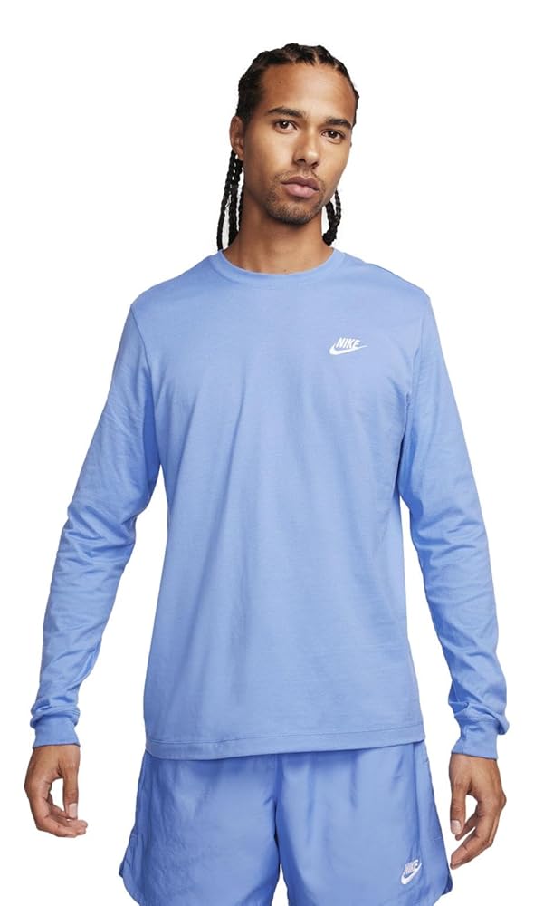 Nike Mens Athletic fit Long Sleeve T-Shirt Shirt Small Blue Solid