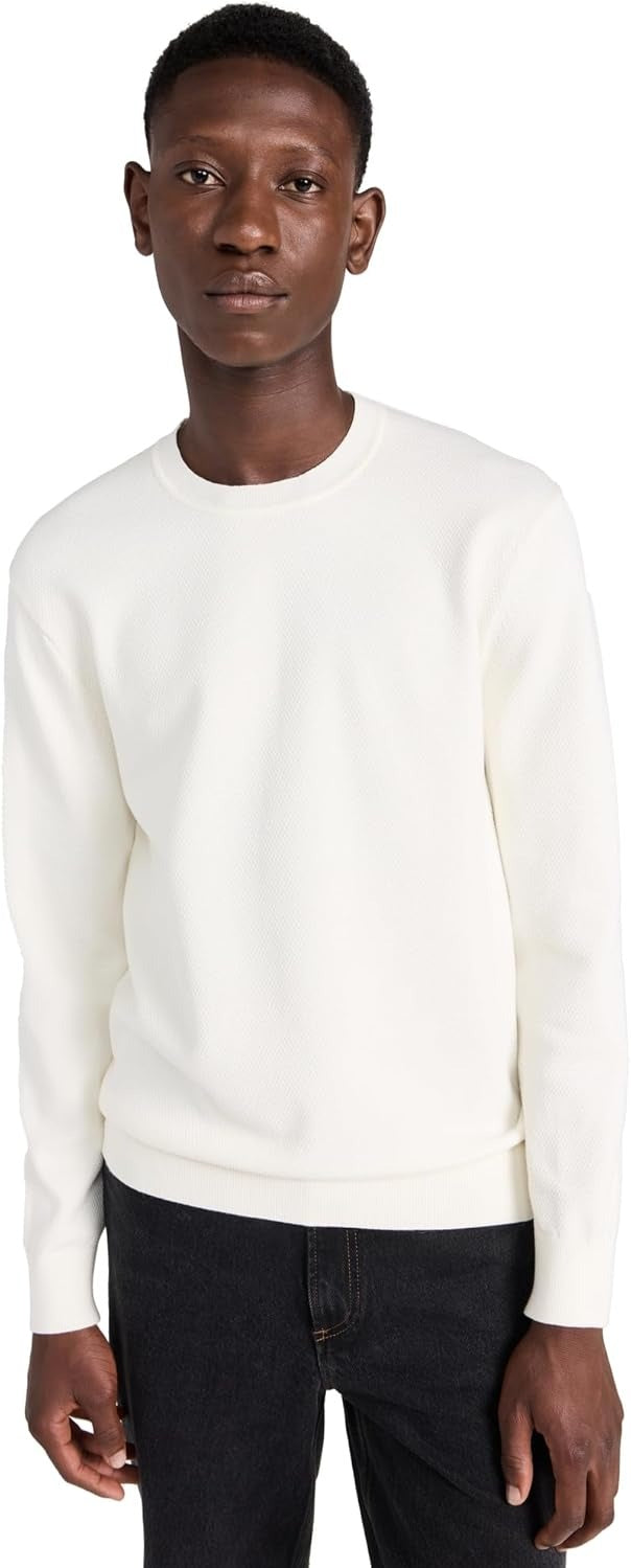 Theory Mens Regular fit Long Sleeve Crewneck Sweater Large Crew Neck Beige Solid