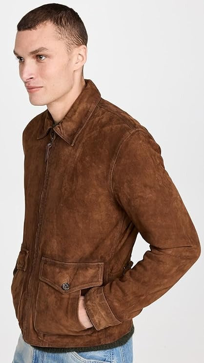 Ralph Lauren Polo Men's Suede Irvin Leather Bomber Jacket XXL 2XL Brown