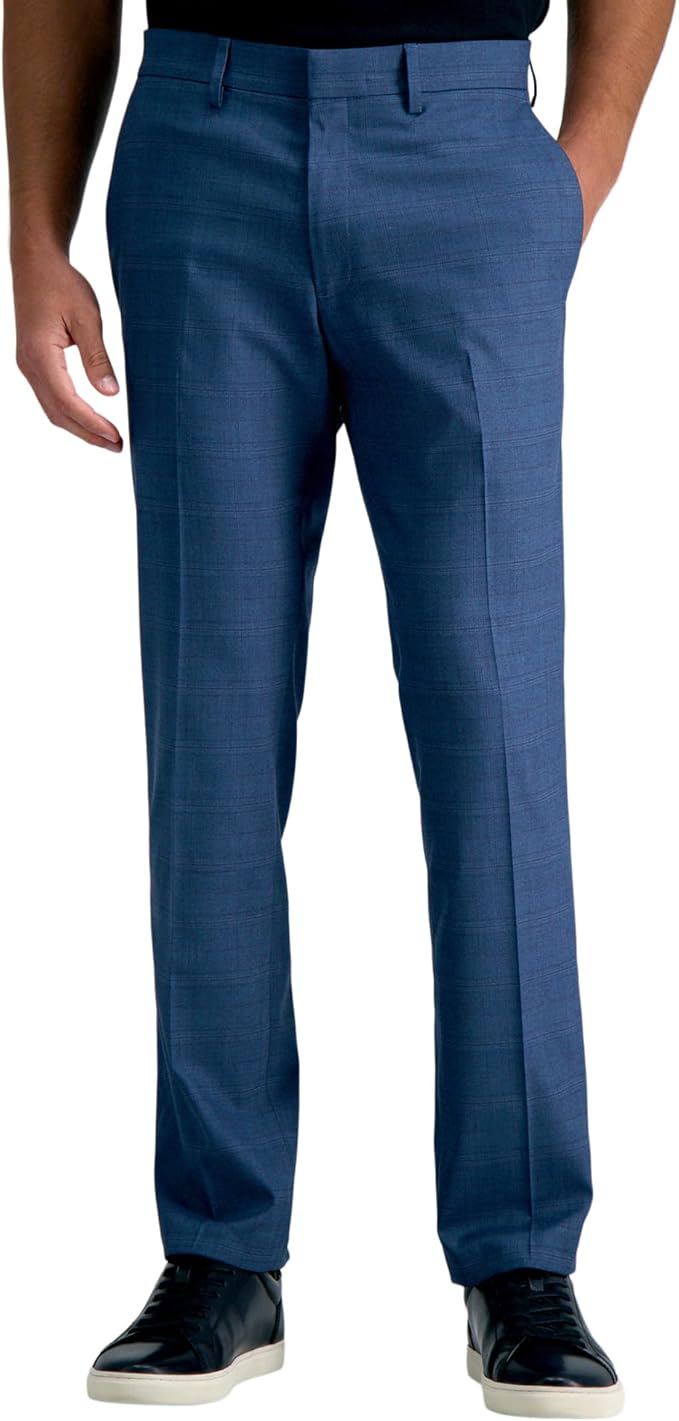 Kenneth Cole Mens Slim fit Dress Pants 32 / 32 Navy Blue Check Stretch