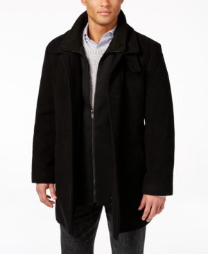 Calvin Klein Mens Coleman Zipped Bib Coat 38S Black Wool