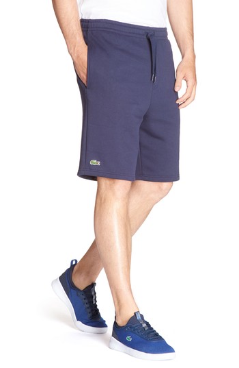 Lacoste Mens Tennis Fleece Navy Blue Elastic Waist Shorts XL