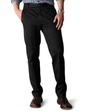 Dockers Signature Khaki Mens Flat Front Pants Black 34 x 34