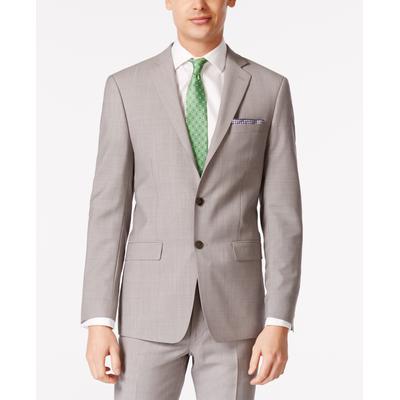 Calvin Klein Mens Slim fit Suit Jacket Blazer 42 S Light Grey Solid Stretch Wool