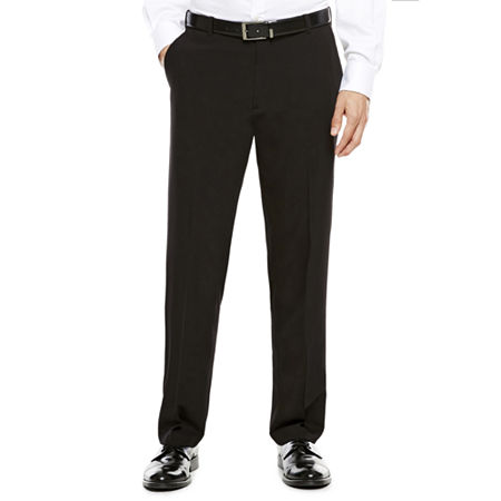 Van Heusen Mens Straight fit Dress Pants 36 / 34 Black Solid