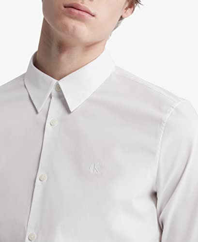 Calvin Klein Mens Slim fit Dress Shirt XL Long Sleeve White Solid