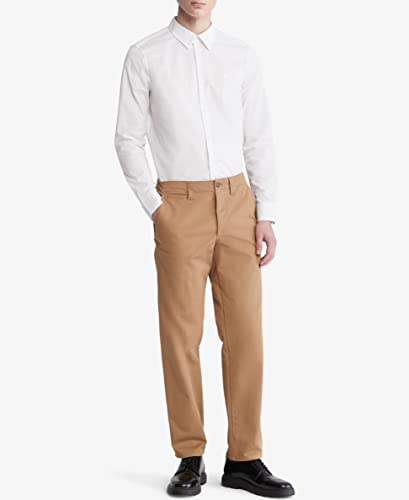 Calvin Klein Mens Slim fit Long Sleeve Button-Up Shirt XL White Solid Stretch