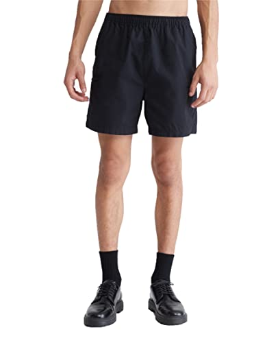 Calvin Klein Men's Poplin Elastic waist Shorts Black Medium