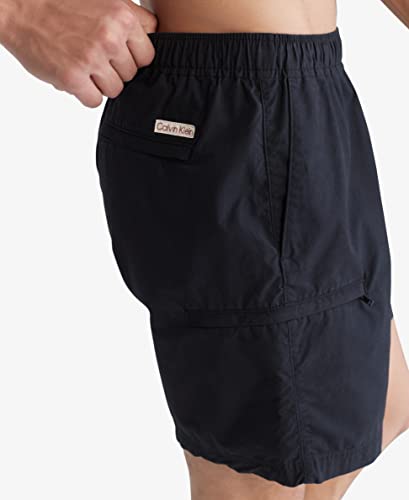 Calvin Klein Men's Poplin Elastic waist Shorts Black Medium
