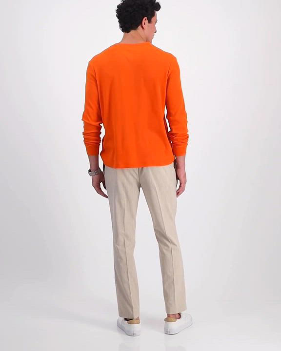 Club Room Mens  fit Long Sleeve T-Shirt Shirt Medium Orange Solid