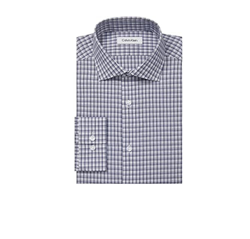 Calvin Klein Men's Slim Fit Steel Stretch Dress Shirt Blue 15.5 / 32 - 33