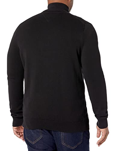 Tommy Hilfiger Men's Big Tall Quarter Zip Sweater Dark Sable Black XLT