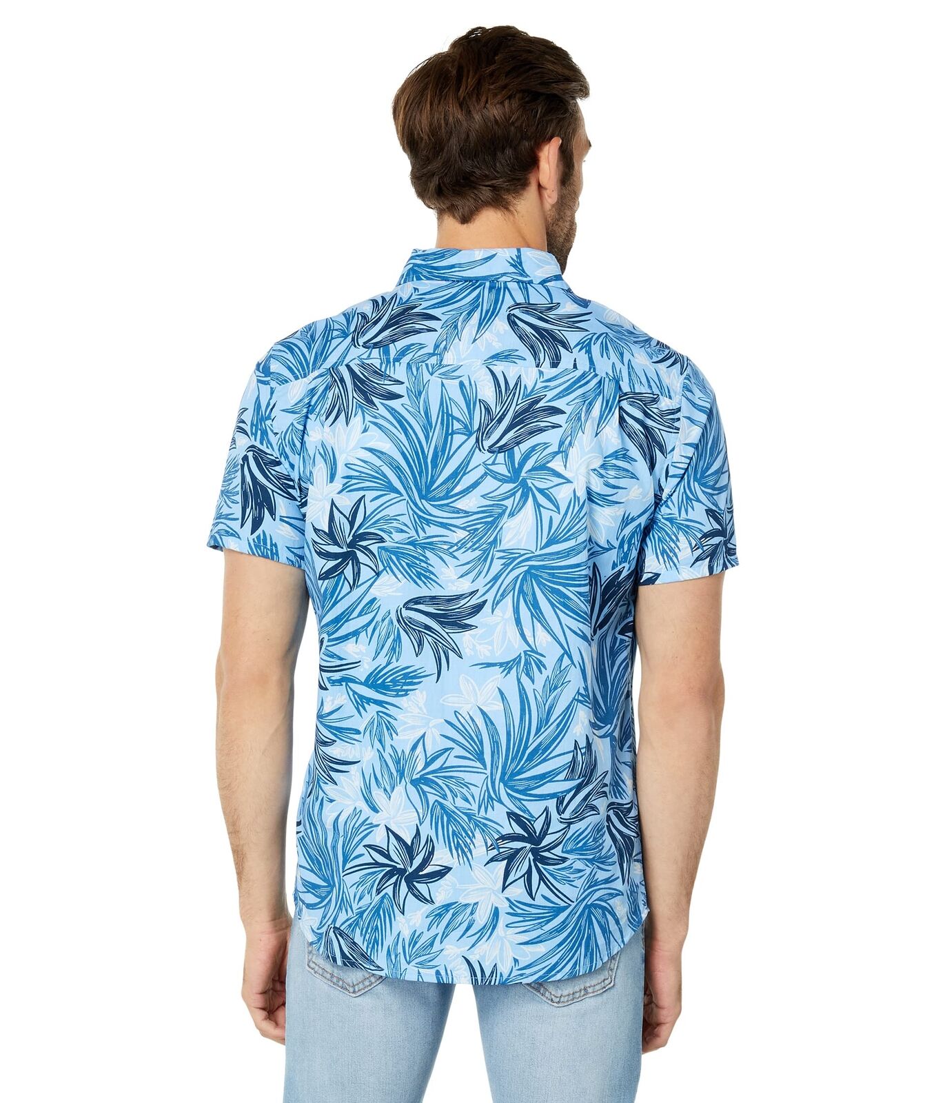 Hurley Mens Regular fit Short Sleeve Button-Up Shirt Medium Blue Floral