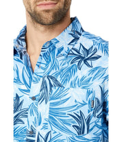 Hurley Mens Regular fit Short Sleeve Button-Up Shirt Small Blue Floral