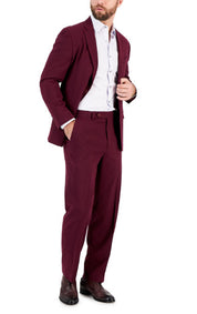 NAUTICA Mens Suit 40R / 34 x 32 Burgundy Red Modern-Fit Bi-Stretch