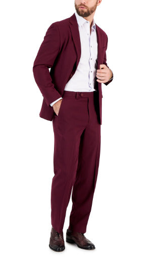 NAUTICA Mens Suit 40R / 34 x 32 Burgundy Red Modern-Fit Bi-Stretch