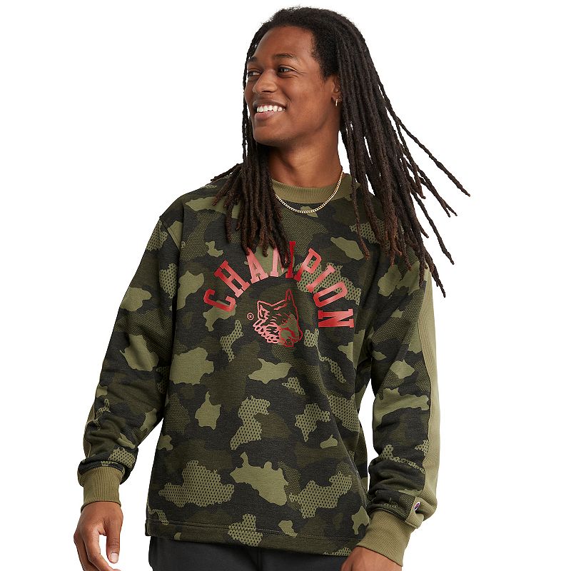 Champion Men's Aop Urban Pursuit Fleece Camo Cargo Olive Sweatshirt 2Xl Green