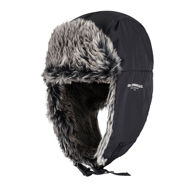 Men's Levi's Trapper Hat Black S / M Faux Fur Lining New