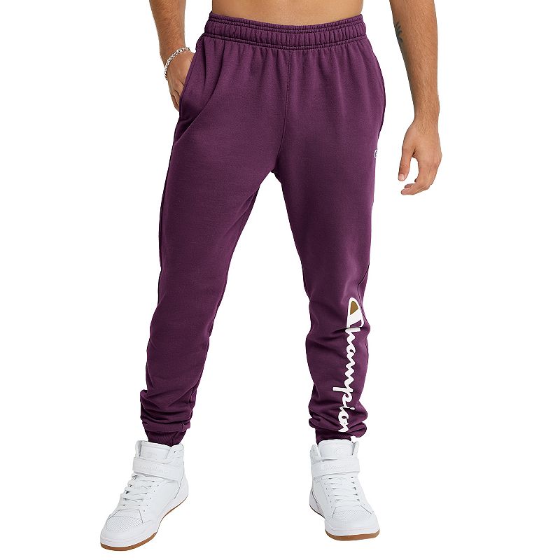 CHAMPION Men's Powerblend Fleece Logo Jogger Sweatpants Plum 2XL
