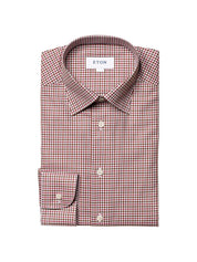 Eton Contemporary Fit Mens Check Stretch Button Down Shirt Red 15R