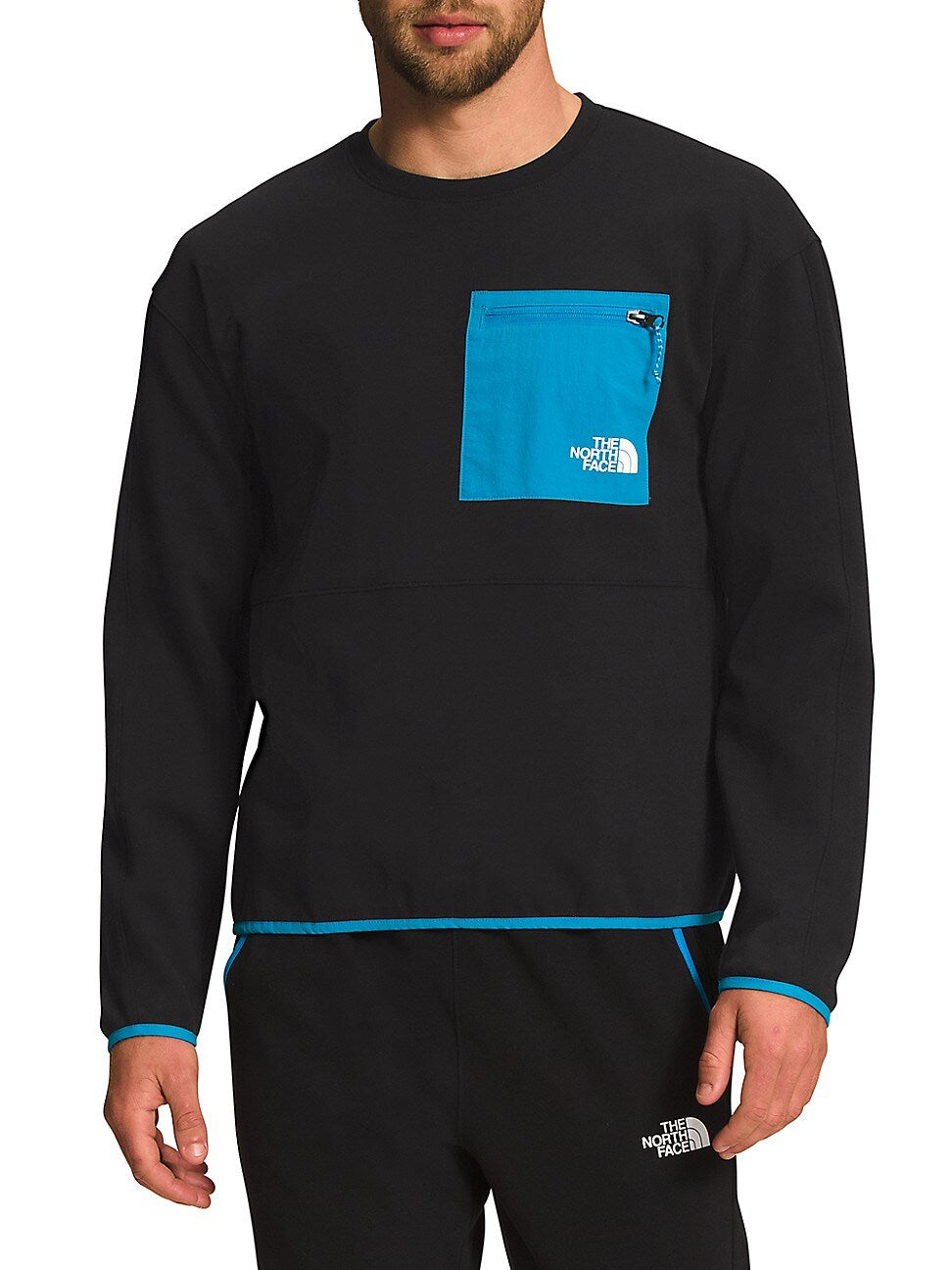 The North Face Men's Tech Crew Sweat Shirt Large Black Blue
