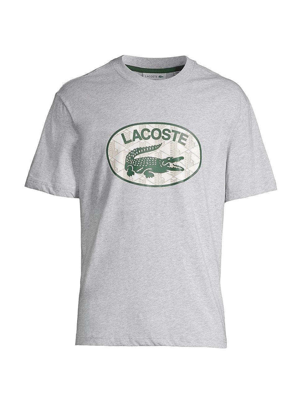 Lacoste Men's Logo Graphic Crewneck T Shirt Argent Chine Grey  XL