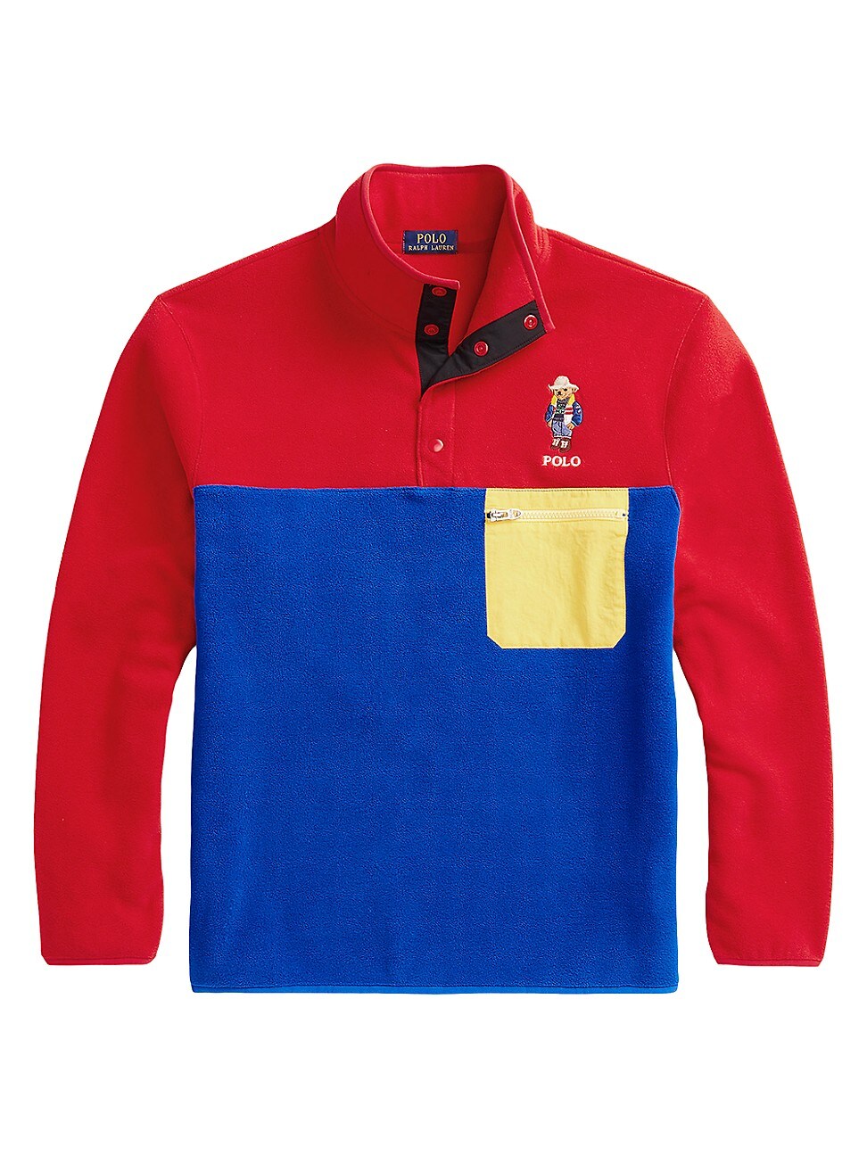 Polo Ralph Lauren Men's Polo Bear Fleece Mock Neck Jacket Pullover XL Red Blue