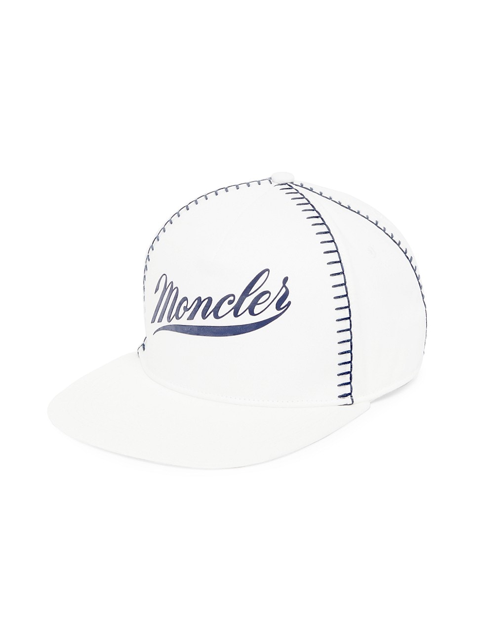 Moncler Whipstitch Baseball Cap Hat White Black Adjustable