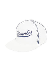 Moncler Whipstitch Baseball Cap Hat White Black Adjustable