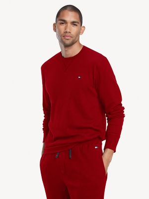 Tommy Hilfiger Men's Thermal Crewneck Tshirt  Red  Xxl Long Sleeve