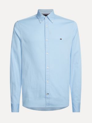 Tommy Hilfiger Mens Core Flex Trim Fit Dobby Button Down Shirt Calm Blue Small