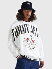 Tommy Hilfiger Tommy Jeans Men's Skater Logo Crewneck Sweatshirt White XL