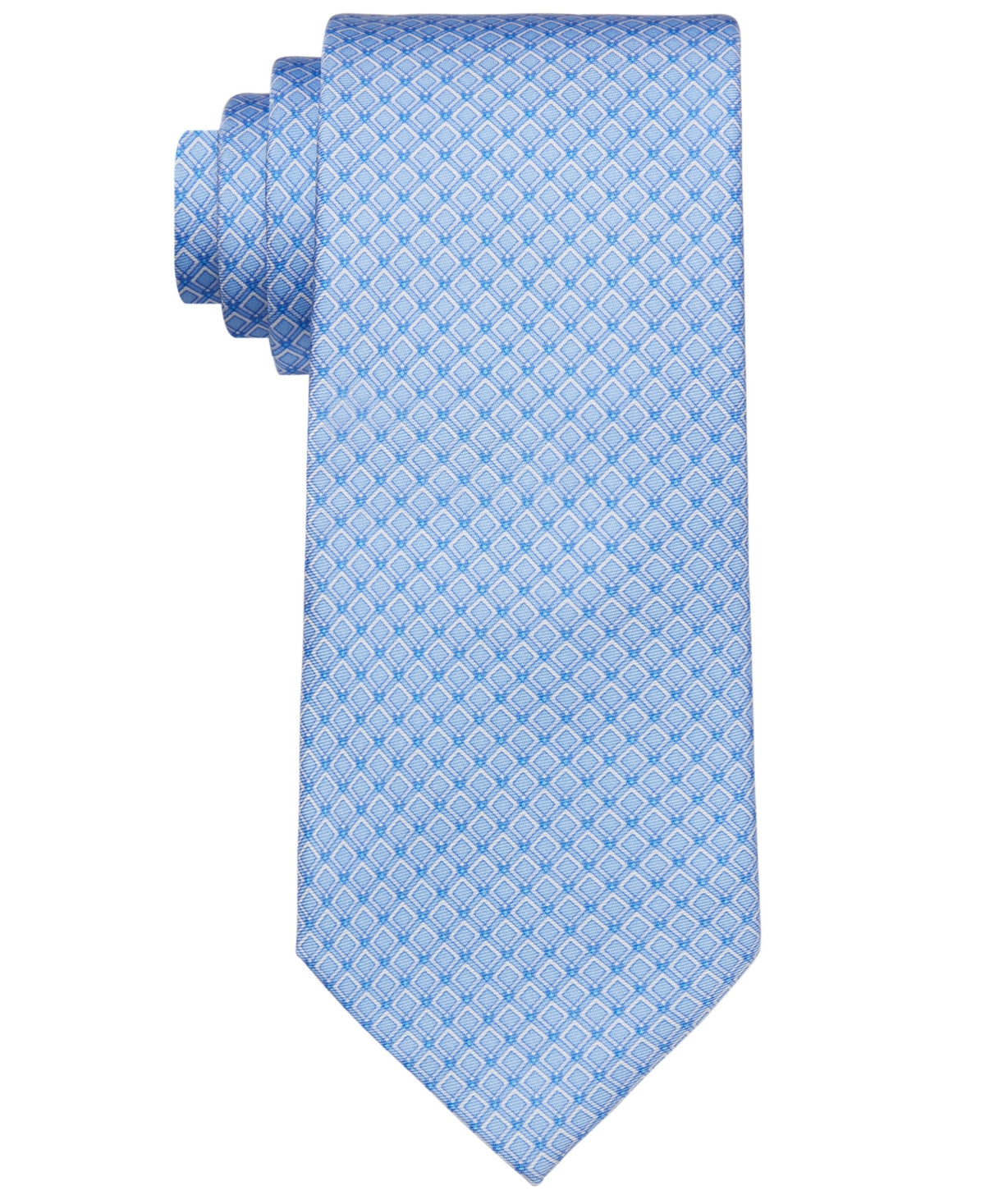 Mens Michael Kors Diamond-Print Tie Light Blue One Size Necktie