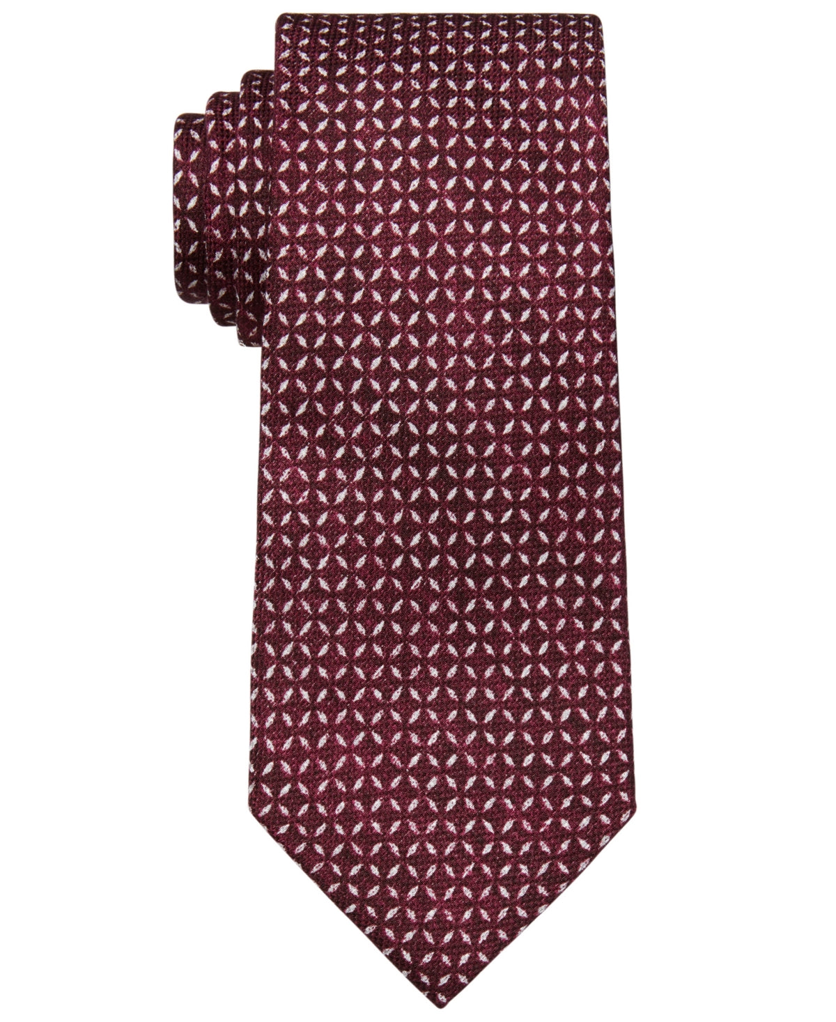 Michael Kors Men's Geometric Print Tie Wine Red Necktie