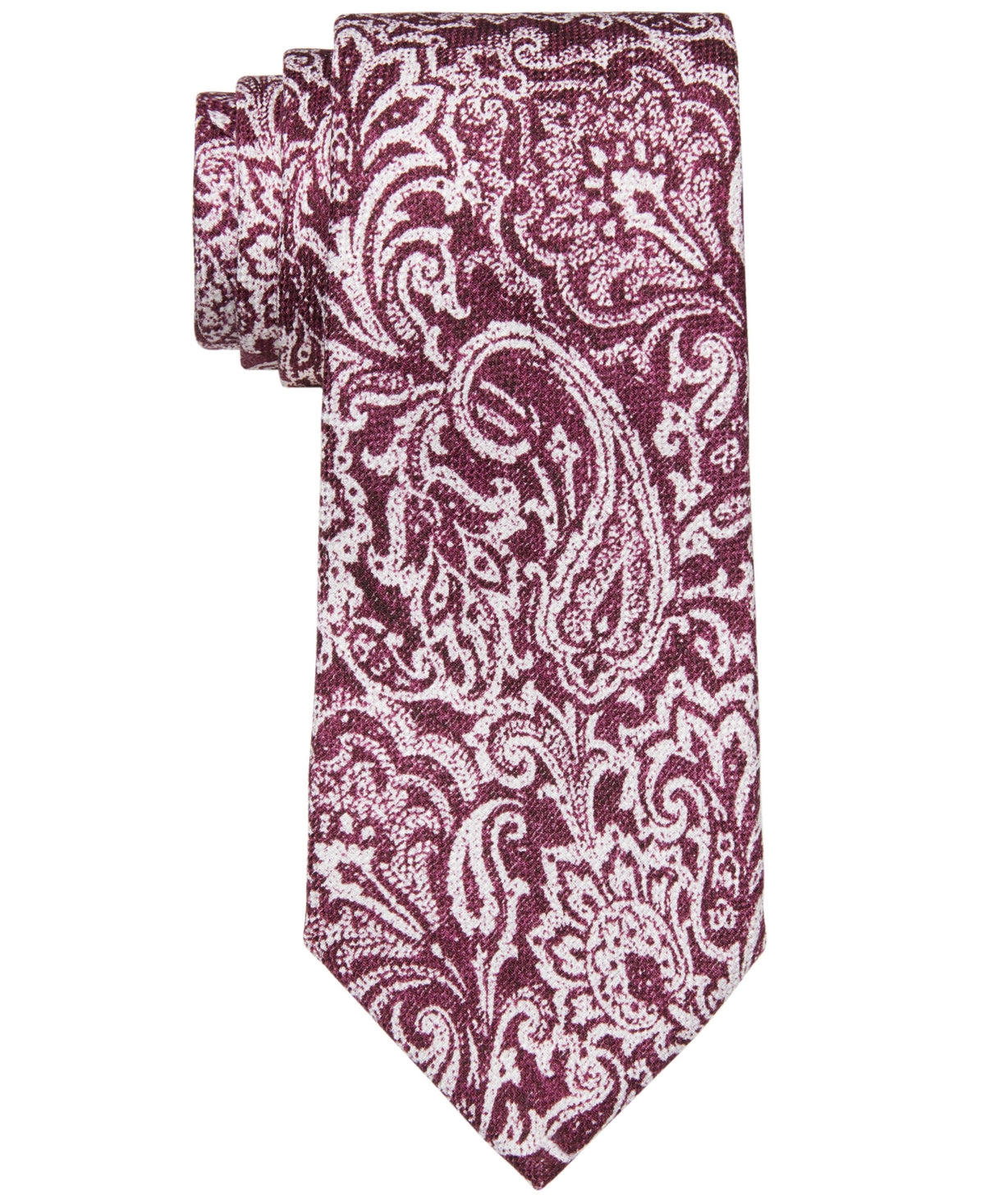 Michael Kors Men's Paisley Tie Wine Red Necktie