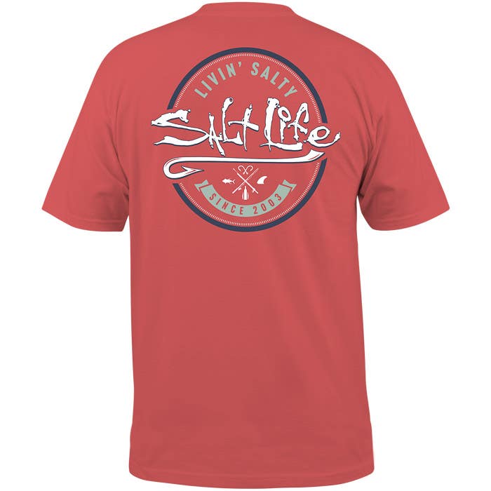 Salt Life Men's Playin Hookie Tee Shirt Coral Small
