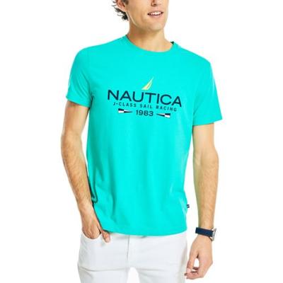 Nautica Mens Logo Graphic Short Sleeve T Shirt Tropic Jade Blue Large