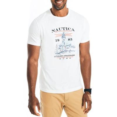 Nautica Men's Sustainable Short Sleeve Crewneck T Shirt Palm Bright White XL