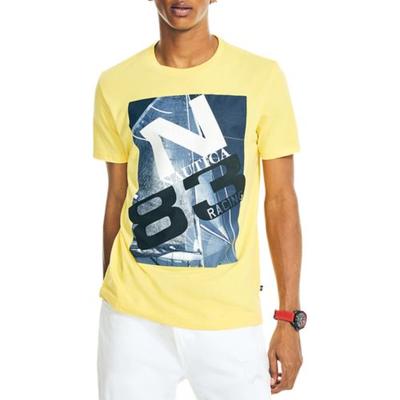 Nautica Mens N83 Racing Graphic T shirt  Yellow XL