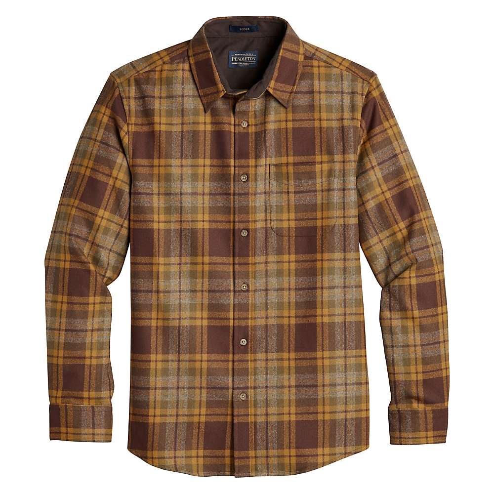 Pendleton Men's Plaid Button Down Flannel Shirt Brown XL Wool